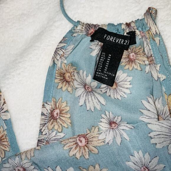 FOREVER 21 Women Blue & Off-White Floral Print A-Line Dress - Picture 9 of 10